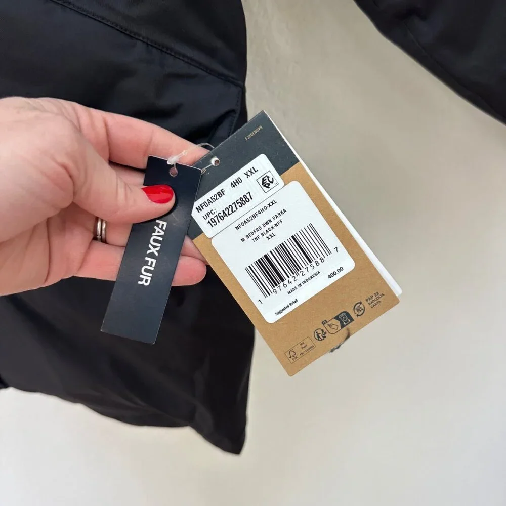 The North Face Bedford Black Down Parka Winter Hooded Jacket Coat Mens XXL NEW